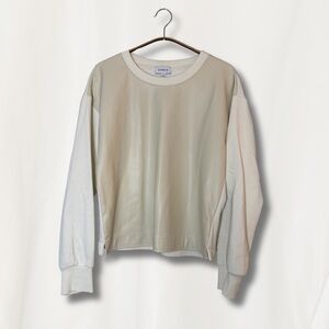 EVEREVE Vegan Leather Front Panel Crewneck Sweatshirt - Small